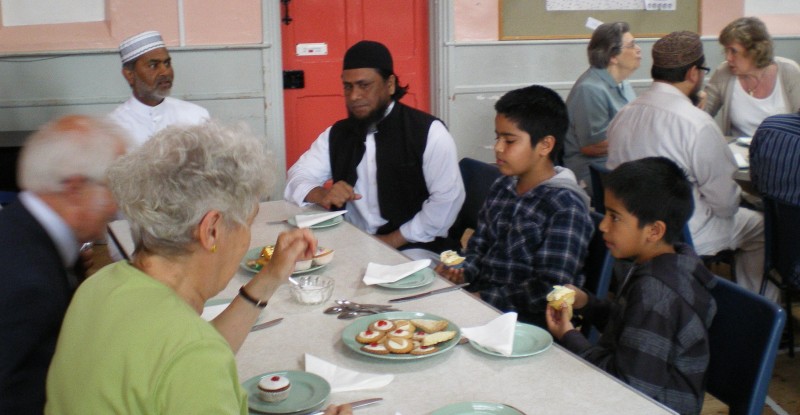 tea with visitors from the local mosque